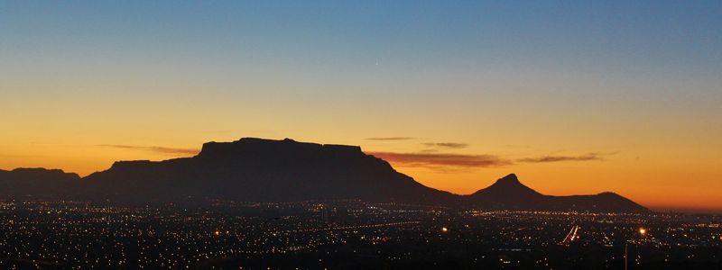 Table Mountain and Cape Town South Africa at night
